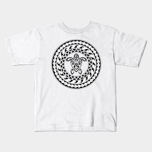 Tribal Turtle Tattoo Mandala / B&W Kids T-Shirt